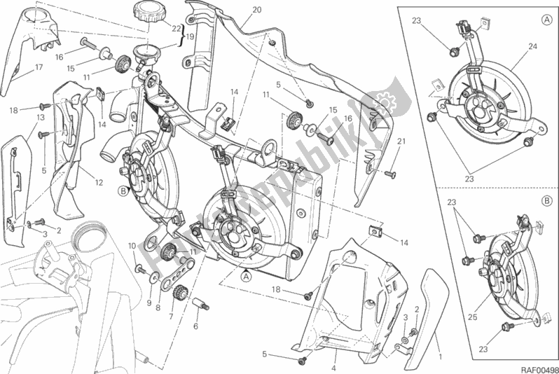 Todas as partes de Refrigerador De água do Ducati Monster 1200 USA 2014